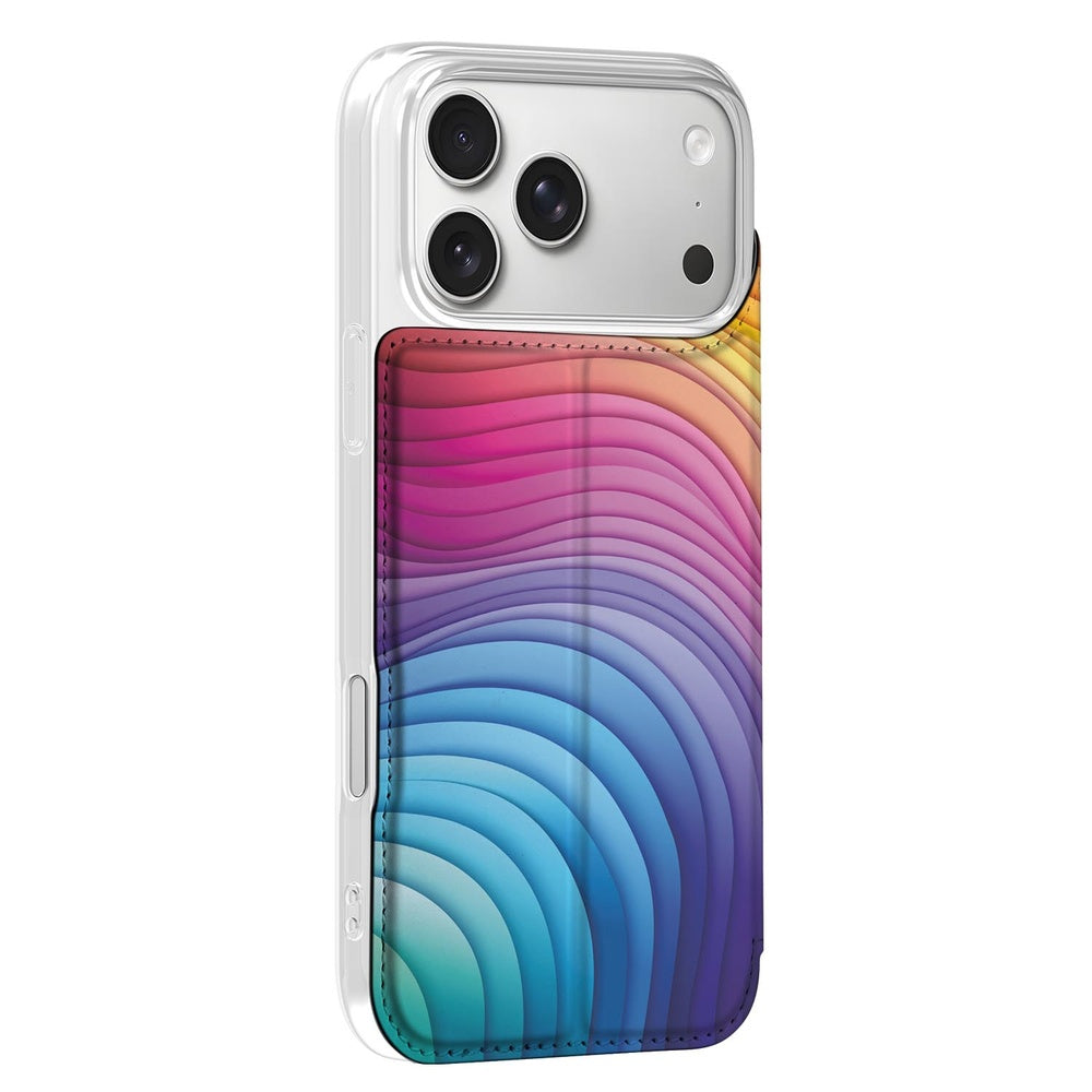 Book Cover Apple iPhone 17 Pro Regenboog design gekleurde golfpatroon aanzicht