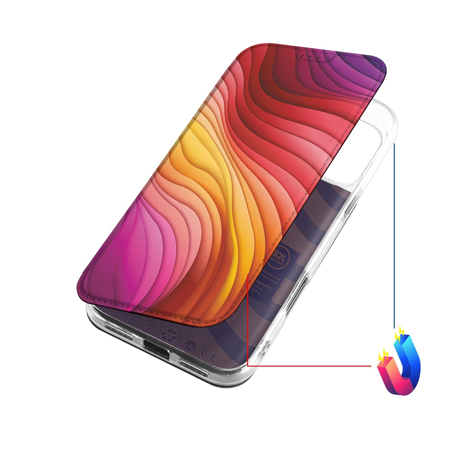 Book Cover Apple iPhone 17 Pro Regenboog designkleur aanzicht