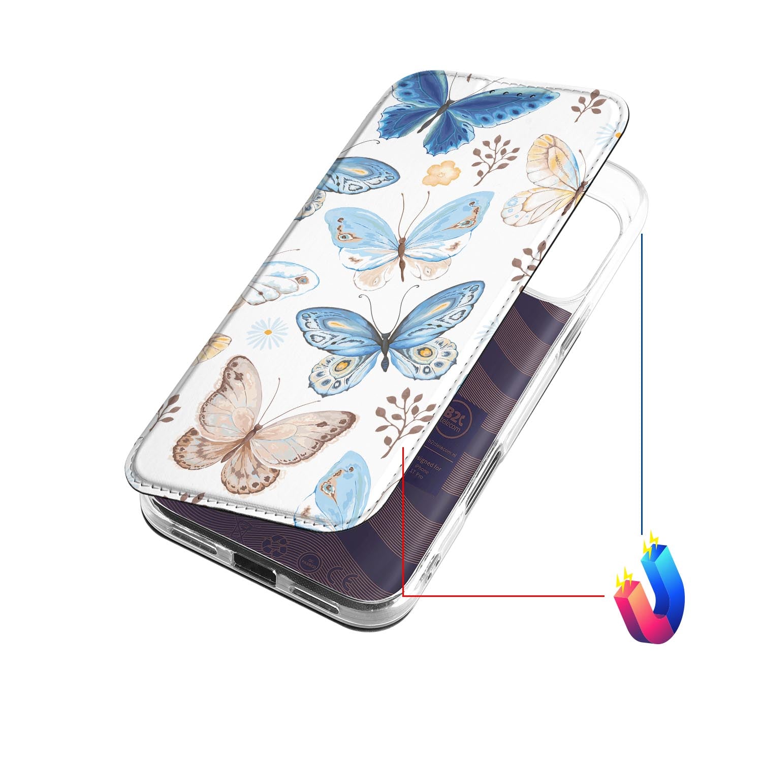 Apple iPhone 17 Pro Telefoonhoesje Vlinder smartphone hoes met vlinderprint vooraanzicht