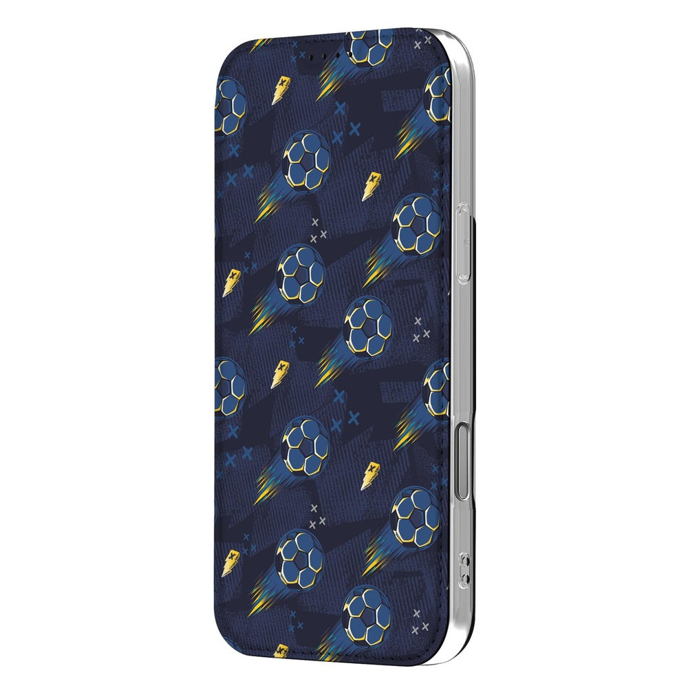 iPhone 17 Pro Book Wallet Case Voetbal designvoetbal patroon zijaanzicht