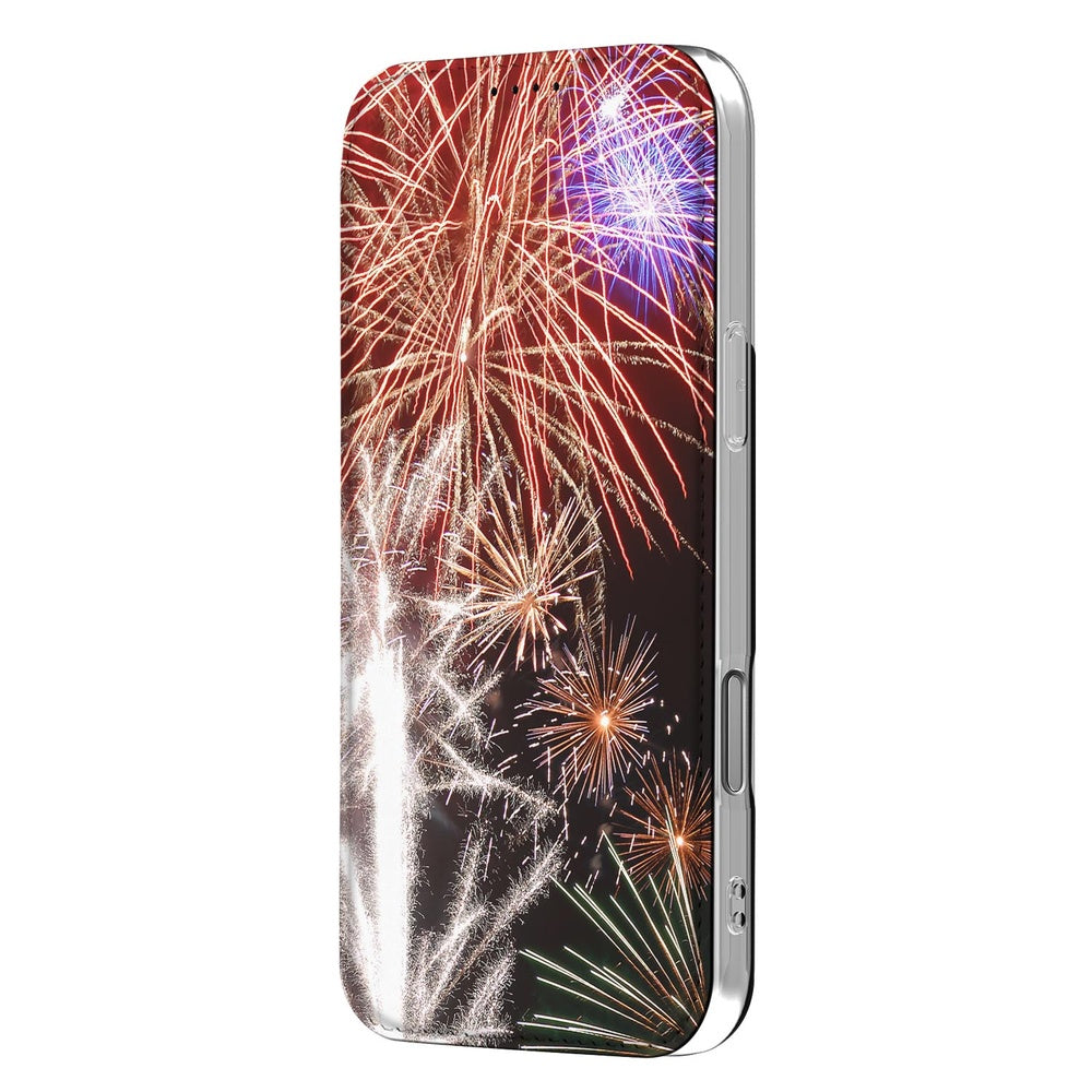 Apple iPhone 17 Pro Standcase Hoesje Vuurwerk vuurwerk design book case zijaanzicht
