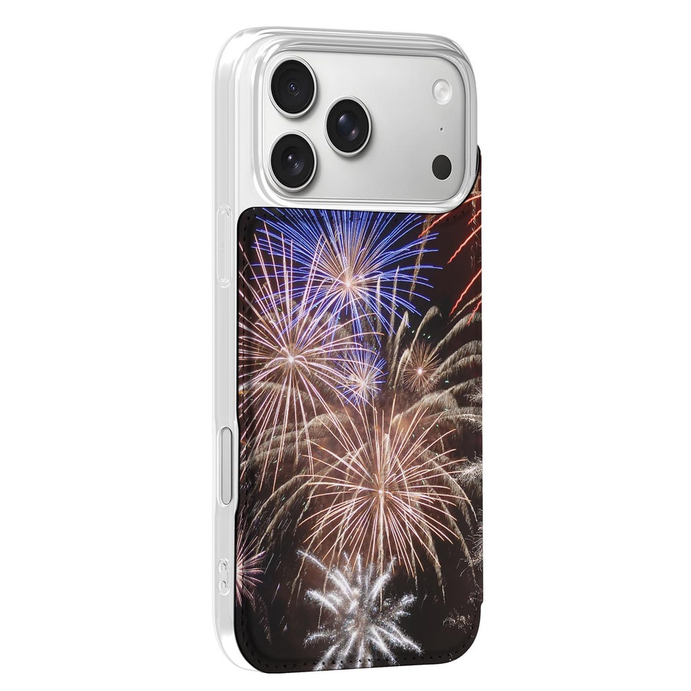 Apple iPhone 17 Pro Standcase Hoesje Vuurwerk vuurwerkdesign bookcase aanzicht