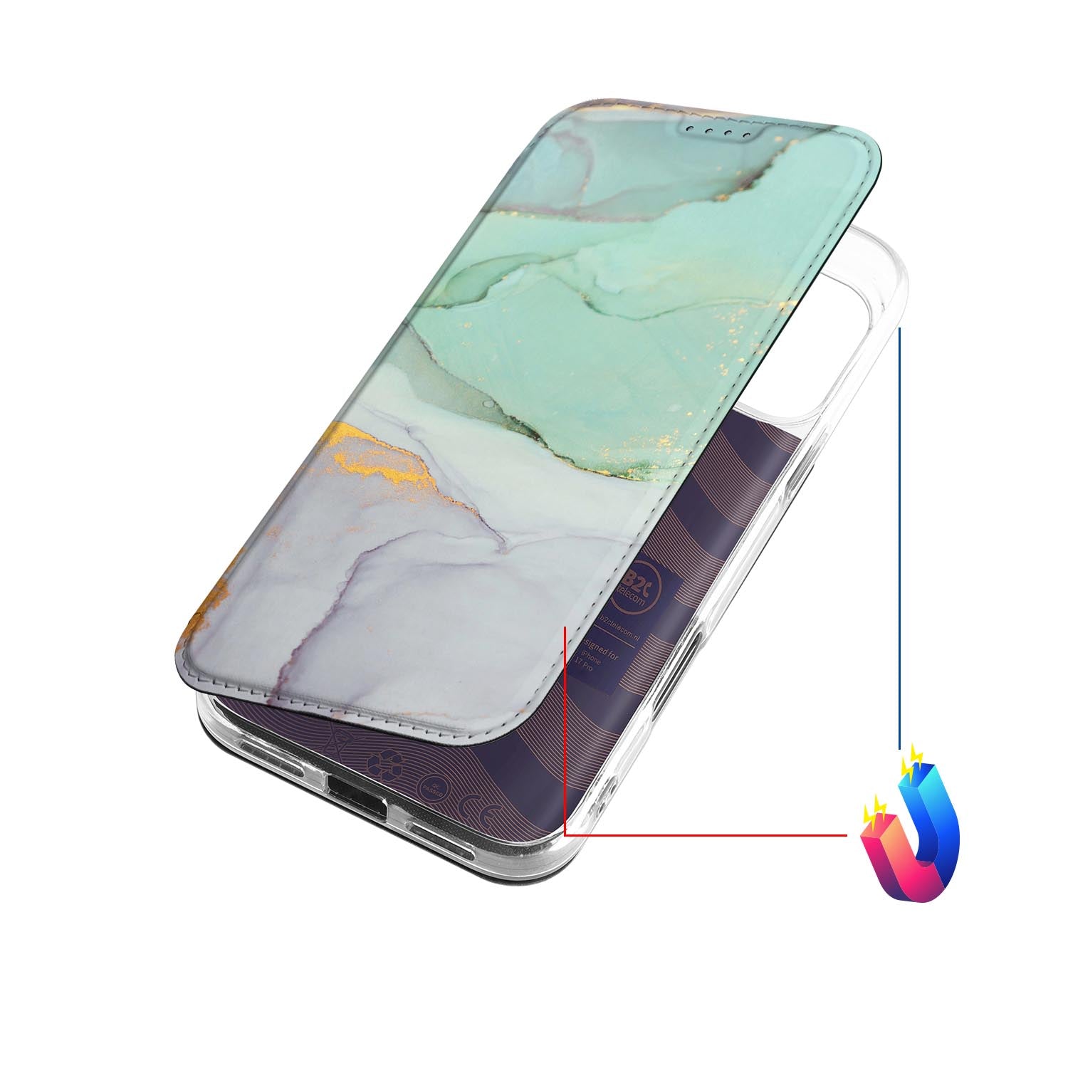 iPhone 17 Pro Book Case Watercolor Mix boekhoesje groene tinten aanzicht