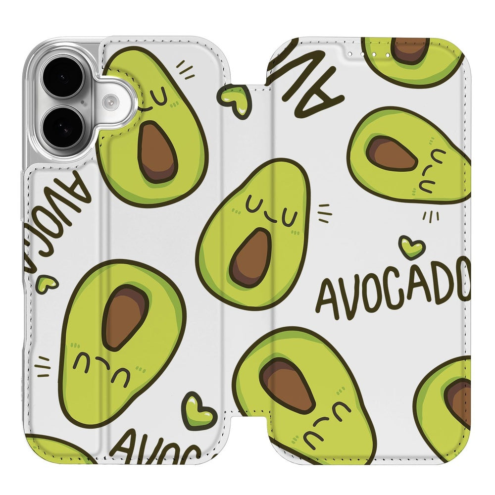 Apple iPhone 17 Book Wallet Case Avocado Singing design voorkant