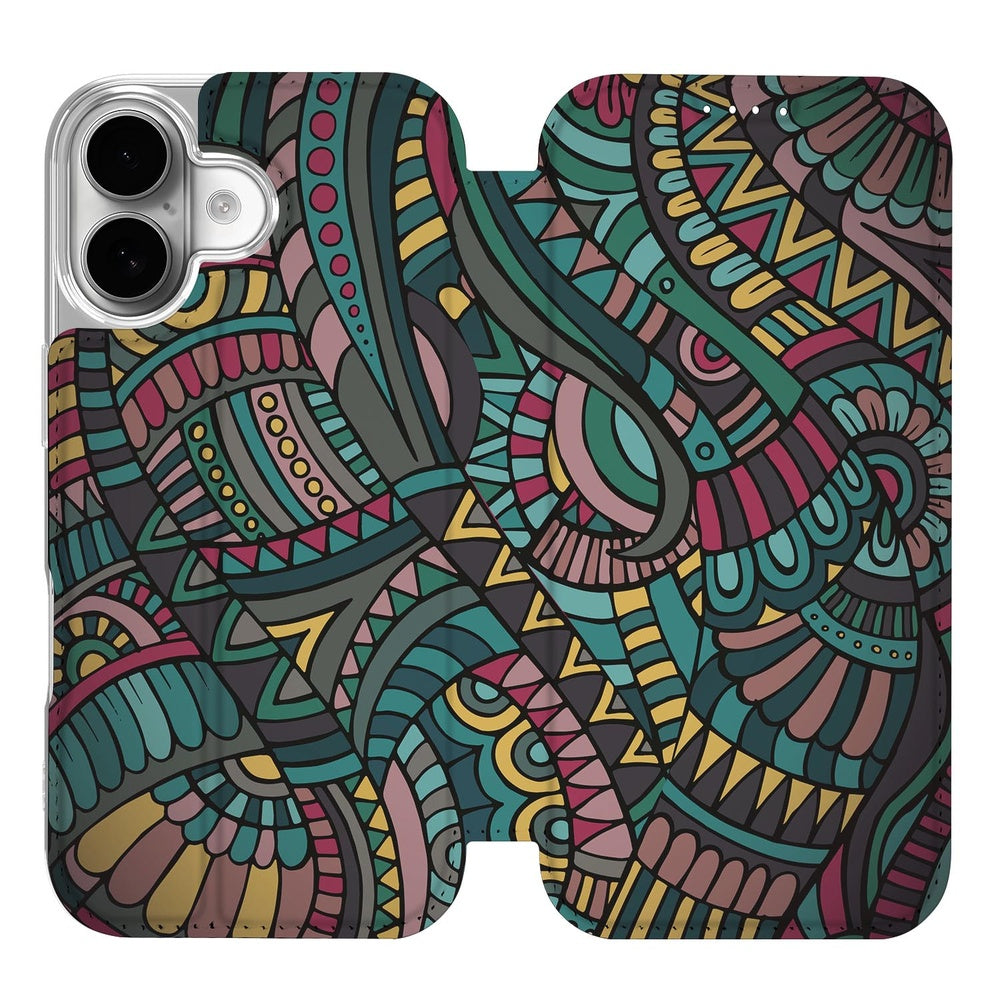 iPhone 17 Flip Style Cover Aztec design patroon bovenaanzicht