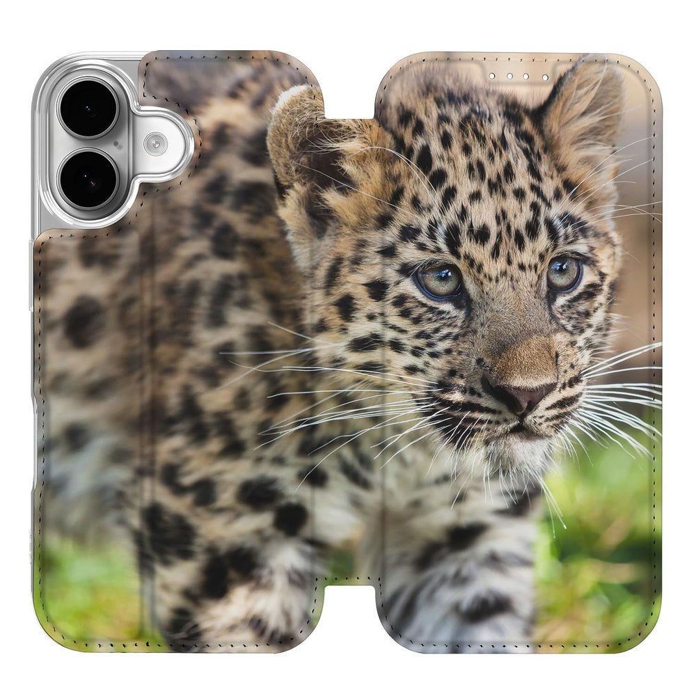 Apple iPhone 17 Standcase Hoesje Baby Luipaard ontwerp voorzijde