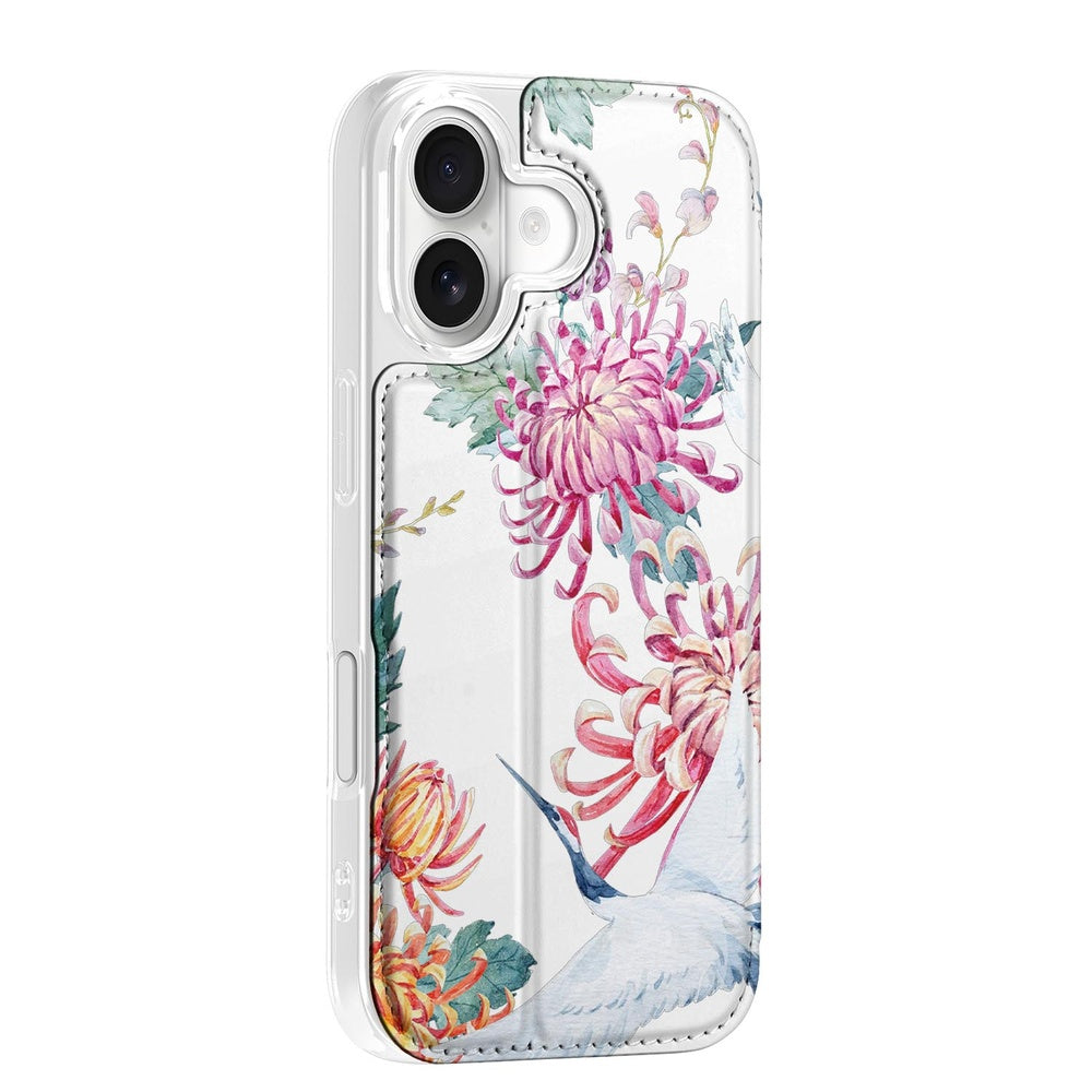 iPhone 17 Book Case Bird Flowers hoesje bloemen vogels zijkant
