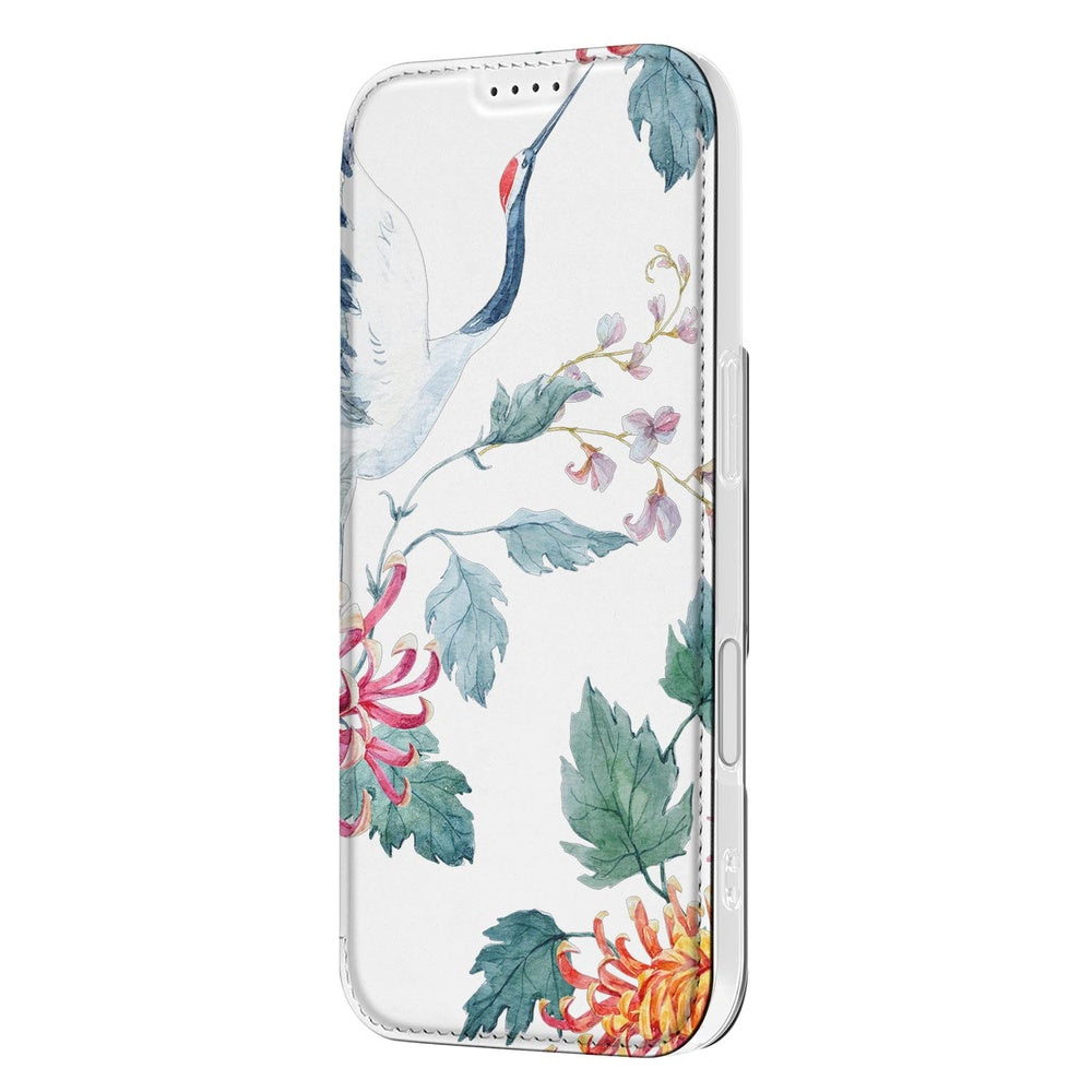 iPhone 17 Book Case Bird Flowers book case design met bloemen en vogels aanzicht