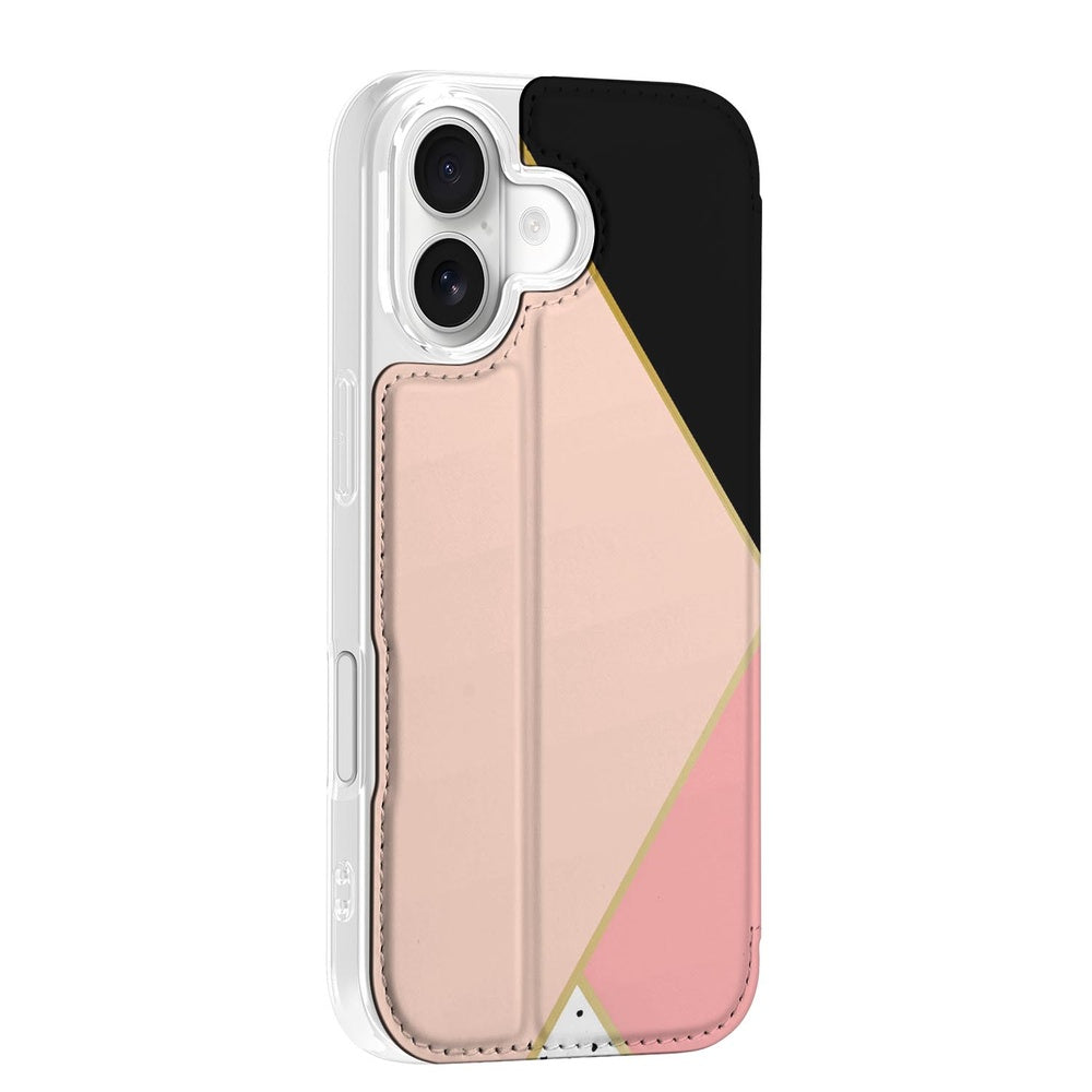 Apple iPhone 17 Book Case Black Pink Shapes book case zijaanzicht