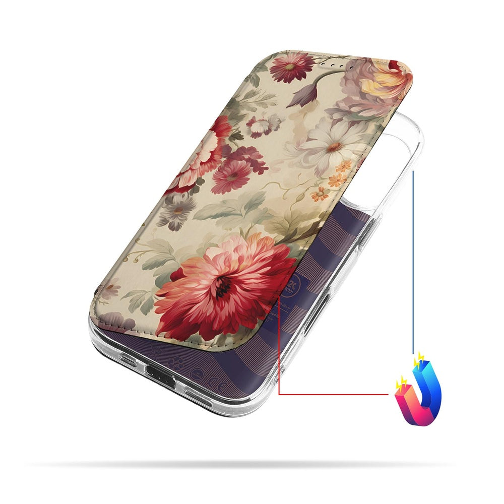 Apple iPhone 17 Book Case Bloemen bloemen design aanzicht