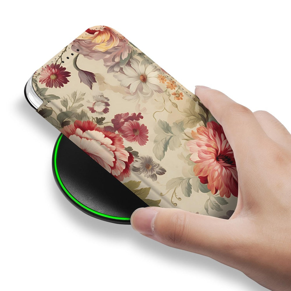 Apple iPhone 17 Book Case Bloemen hand opladen bloemen design
