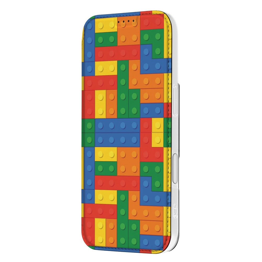 Apple iPhone 17 Book Cover Blokken design hoesje kleurrijke blokprint aanzicht