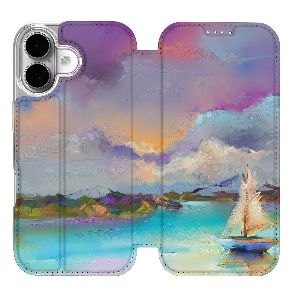 Apple iPhone 17 Bookcase Boat hoesje maritieme stijl bescherming aanzicht