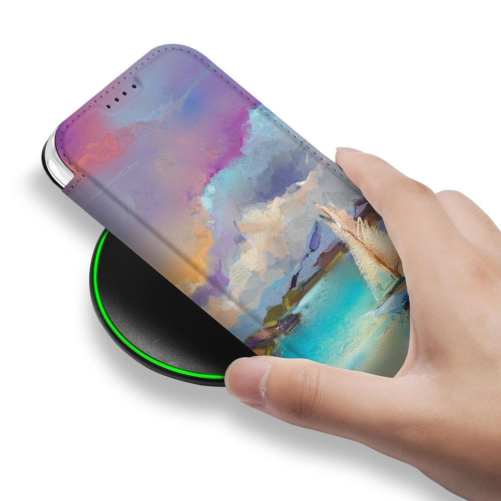 Apple iPhone 17 Bookcase Boat hoesje hand draadloos opladen ontwerp zicht