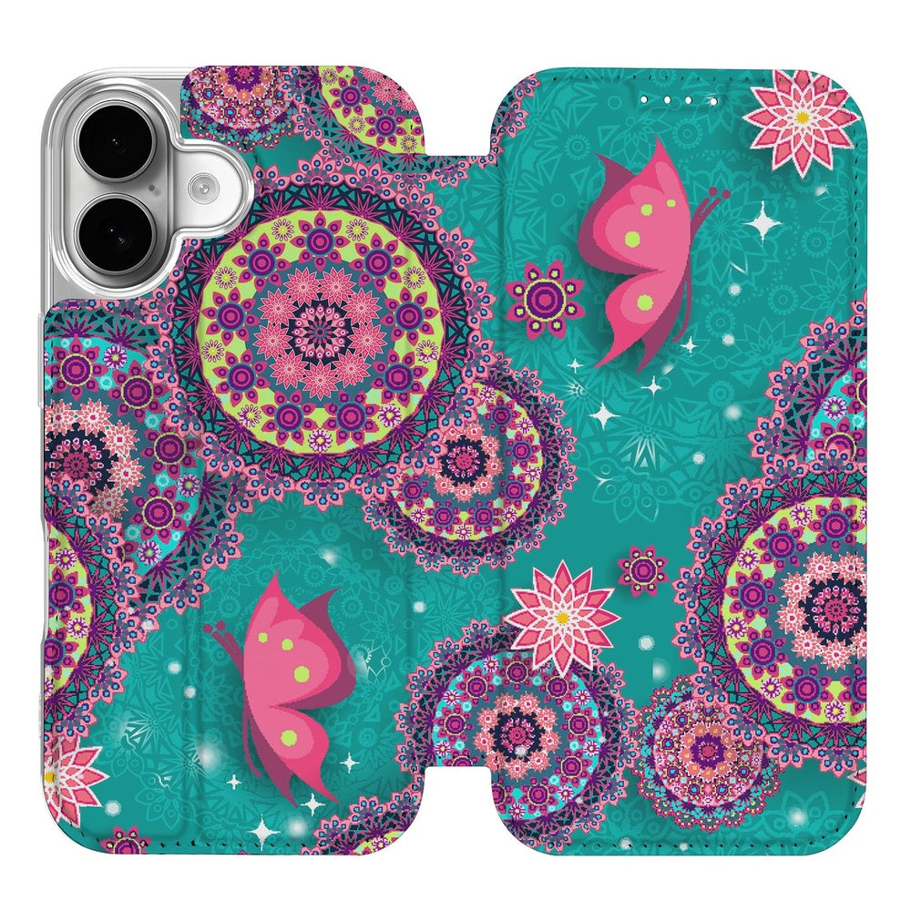 iPhone 17 Standcase Hoesje Cirkels en Vlinders design voorkant