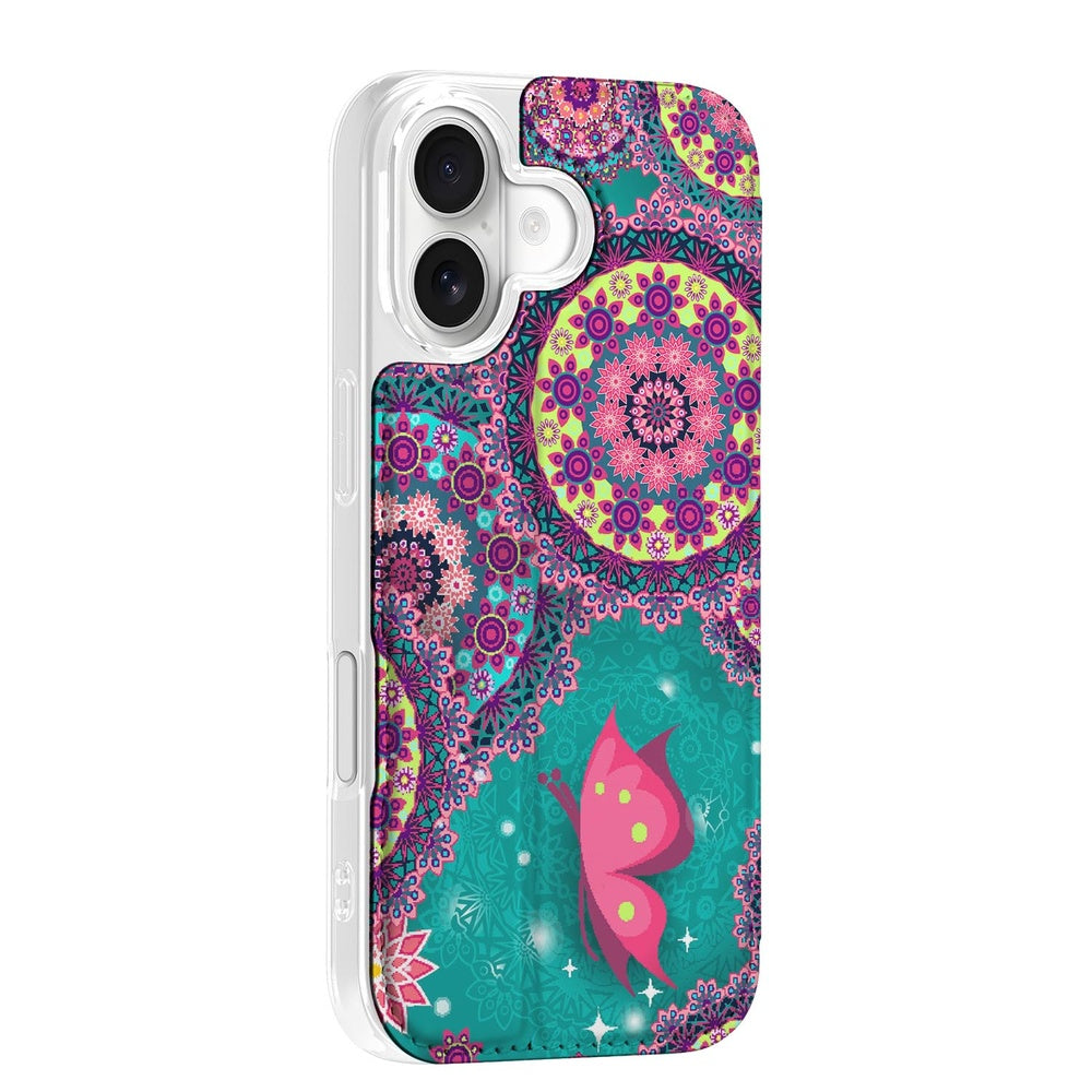 iPhone 17 Standcase Hoesje Cirkels en Vlinders design zijaanzicht