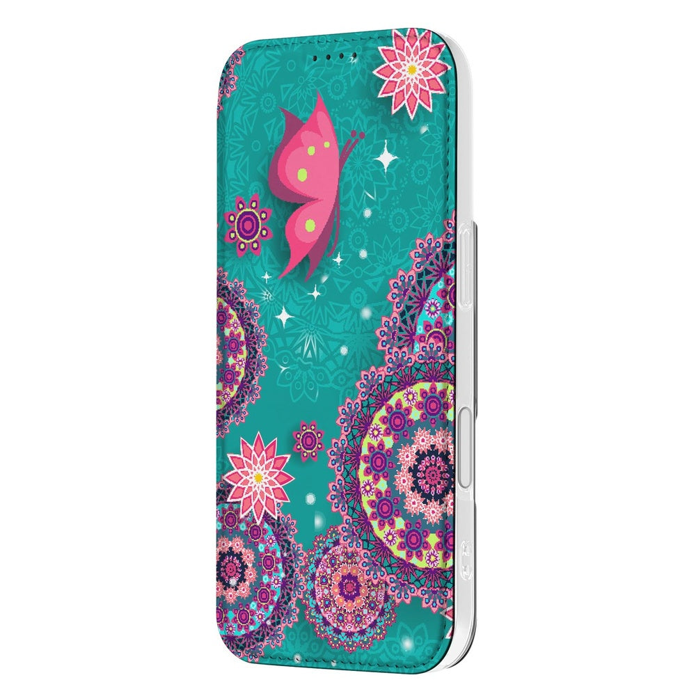 iPhone 17 Standcase Hoesje Cirkels en Vlinders ontwerp voorkant
