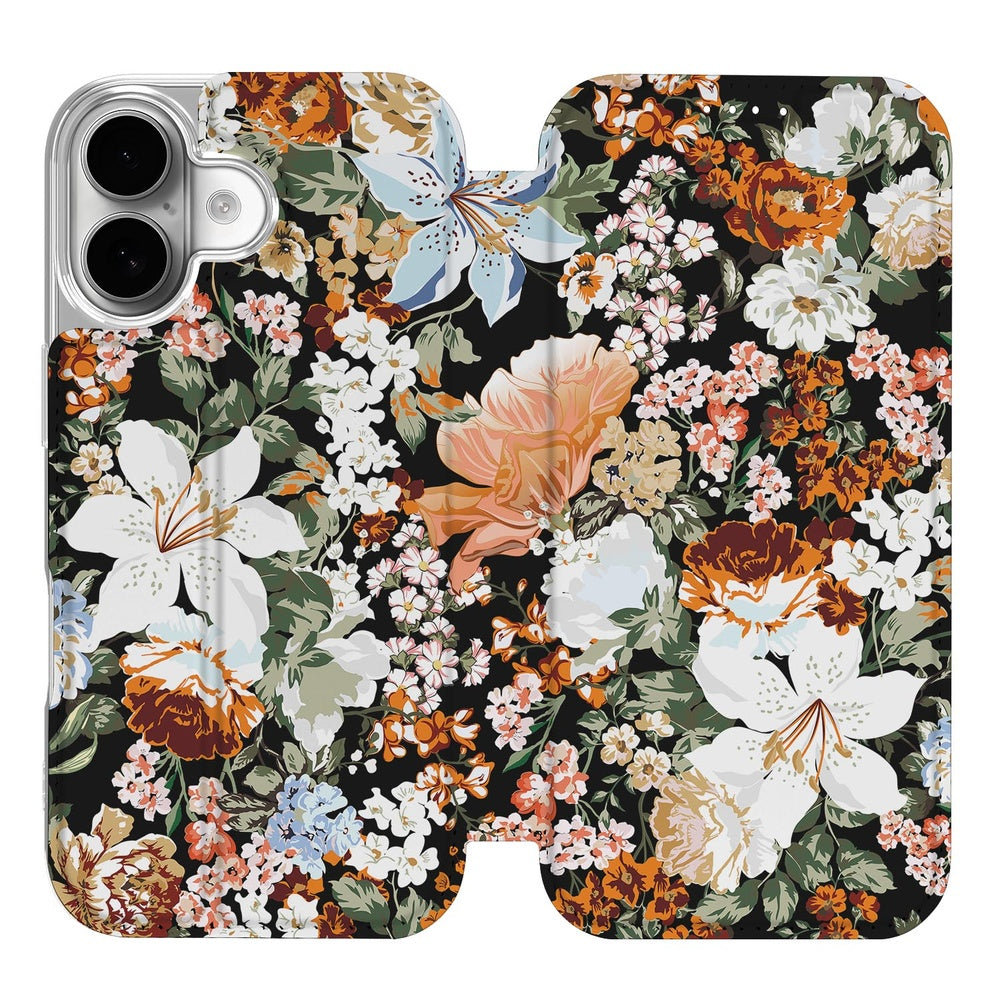 Apple iPhone 17 Smart Cover Hoesje Dark Flowers bloemen design aanzicht
