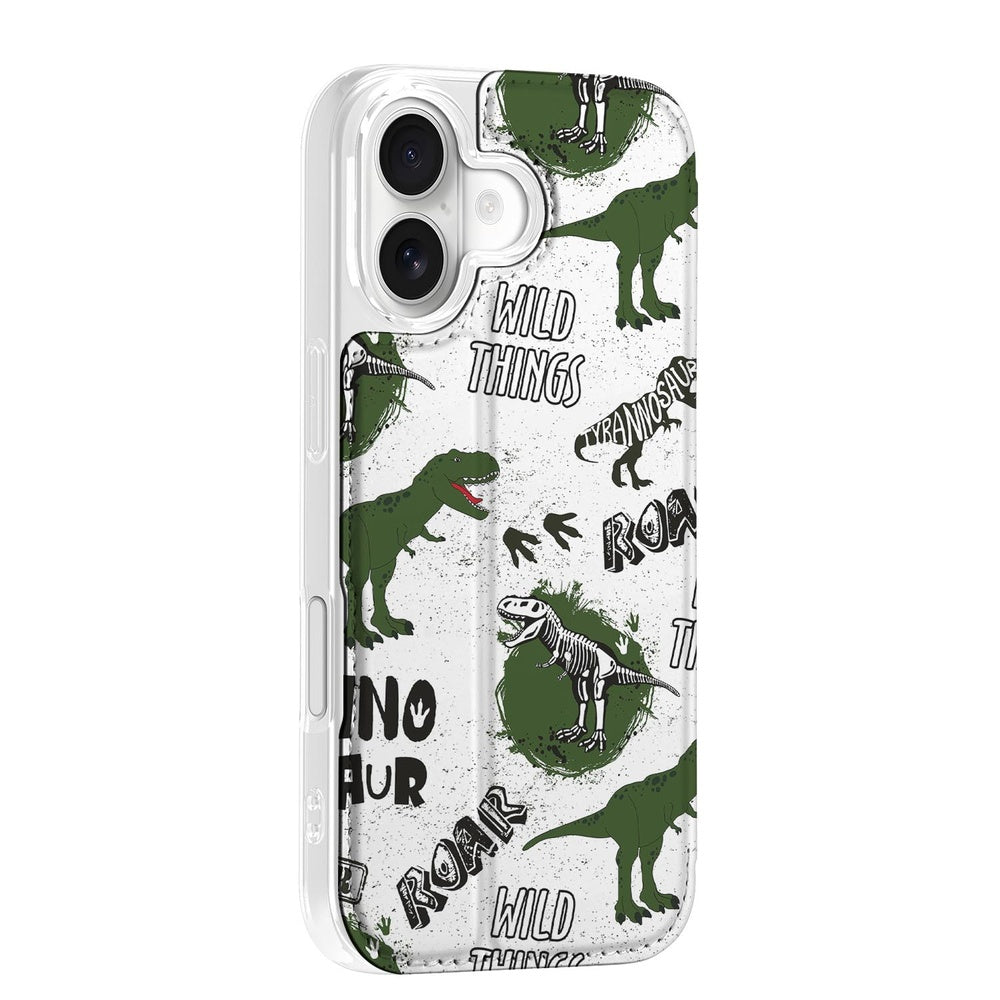 Apple iPhone 17 Stand Case Hoesje Dinosaurus design dinosaurus print aanzicht