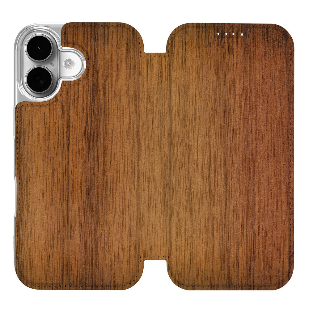 Apple iPhone 17 Wallet Case Donker Hout wallet case donker hout aanzicht