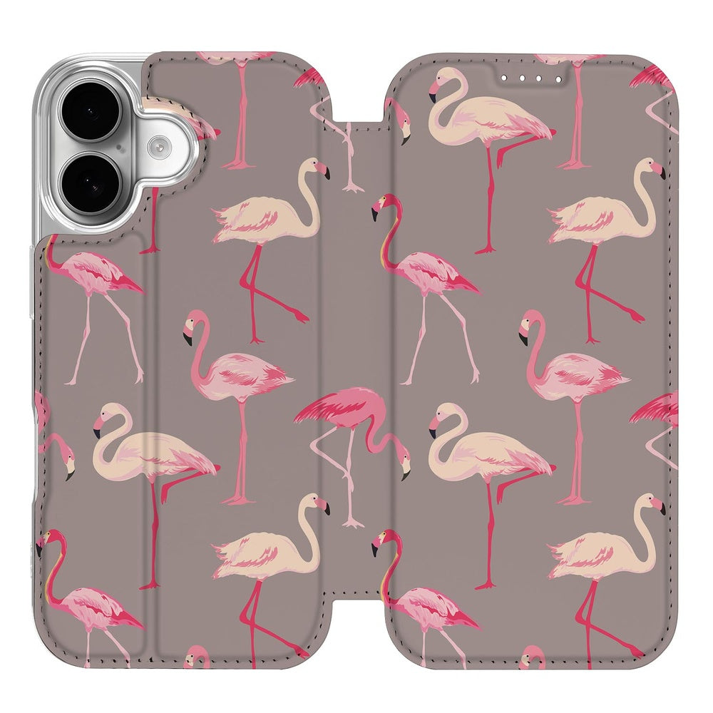 Apple iPhone 17 Book Case Flamingo design flamingo patroon voorzijde