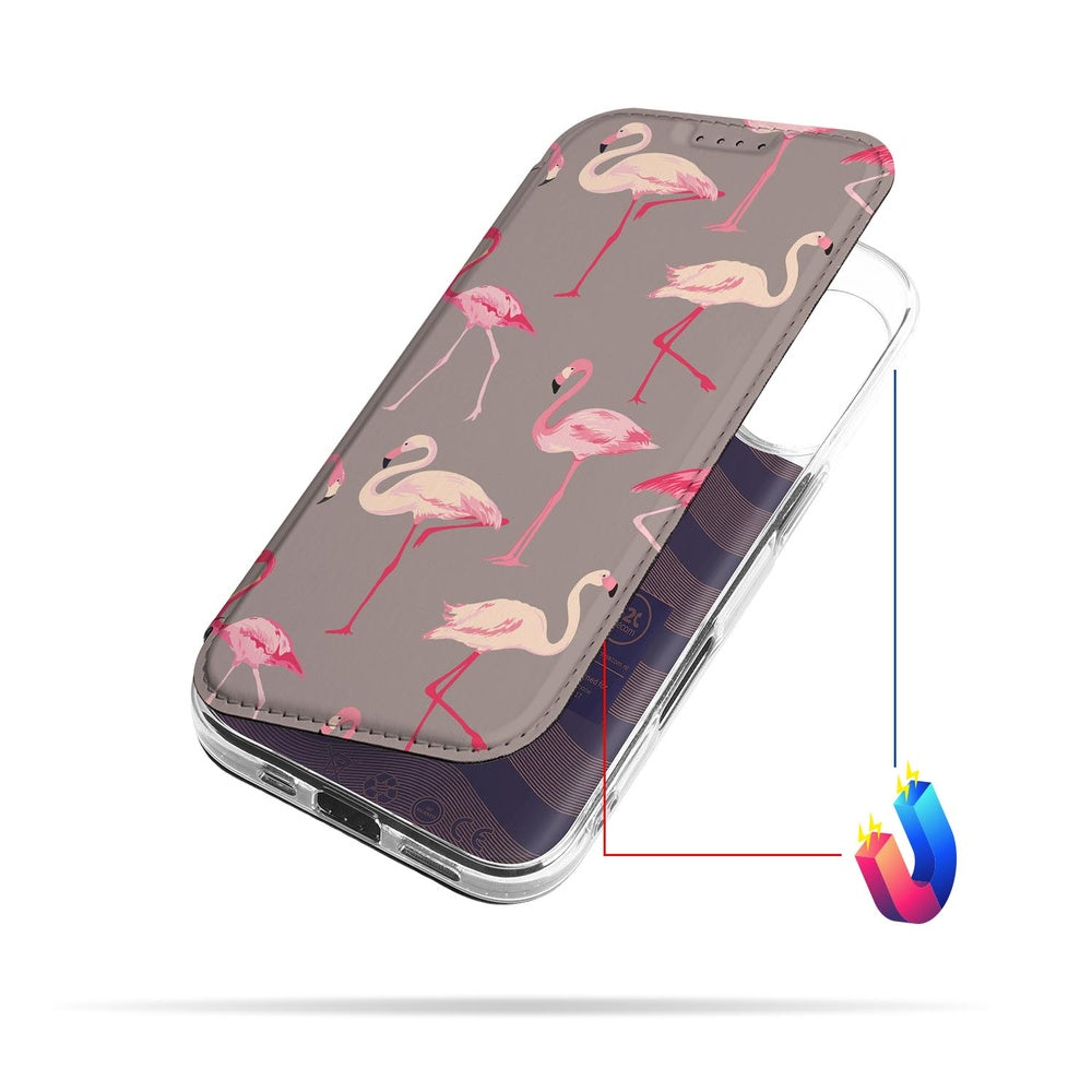 Apple iPhone 17 Book Case Flamingo bookcase flamingo design aanzicht