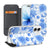 Apple iPhone 17 Book Case Flowers Blue bookcase bloemenprint blauw vooraanzicht achteraanzicht zijkant