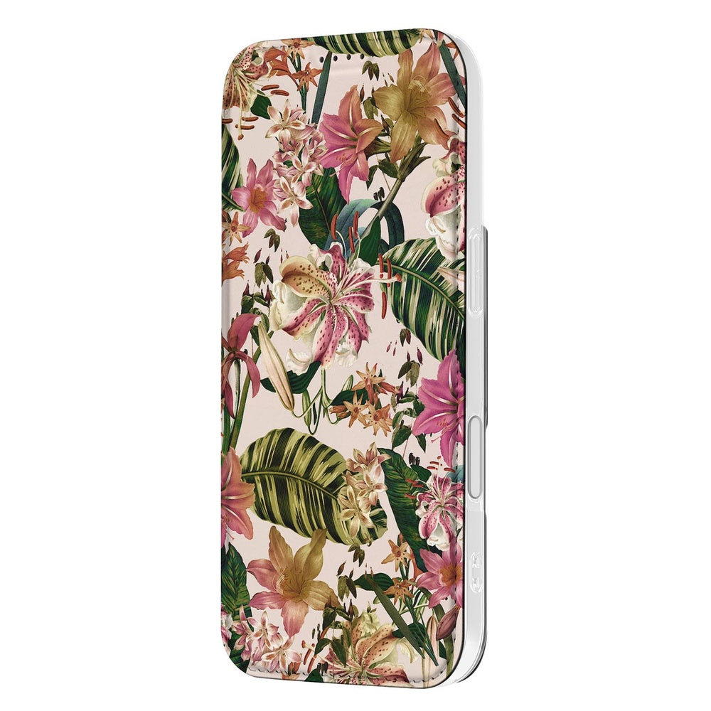 iPhone 17 Book Case Flowers bloemenmotief design zijkant