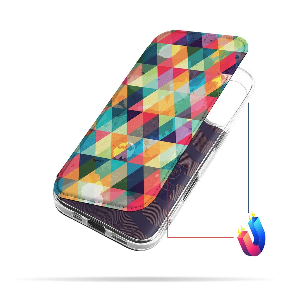 Bookcase Apple iPhone 17 Geruit telefoonhoes kleurrijk ruitprint bovenaanzicht