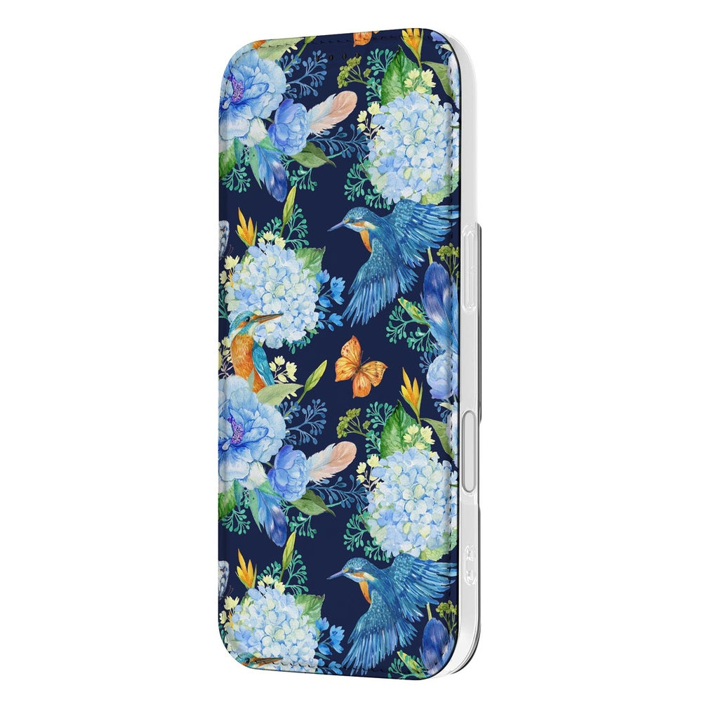 Flip Style Cover Apple iPhone 17 IJsvogel bloemen patroon zij aanzicht