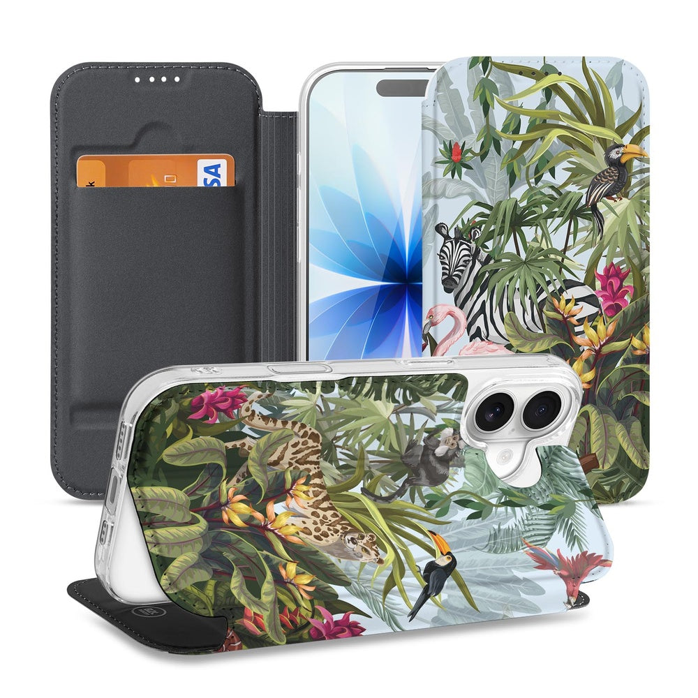 Standcase Hoesje Apple iPhone 17 Jungle hoesje jungleprint vooraanzicht