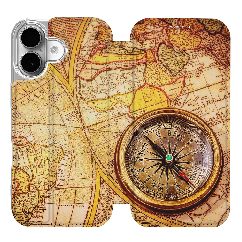 Wallet Case Apple iPhone 17 Kompas kompas kaart design voorkant