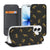 Standcase Hoesje Apple iPhone 17 Leopards book case leopards design zwart gouden print voorzijde