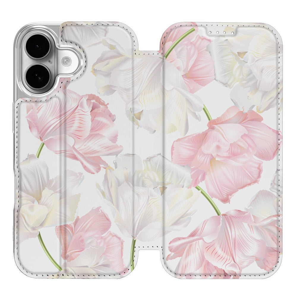 Smart Cover Hoesje Apple iPhone 17 Lovely Flowers boek hoesje bloemen design aanzicht