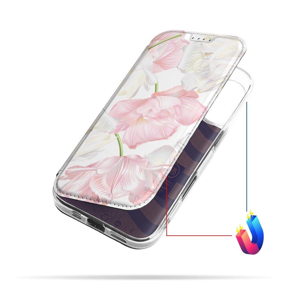 Smart Cover Hoesje Apple iPhone 17 Lovely Flowers boek hoesje open zijkant