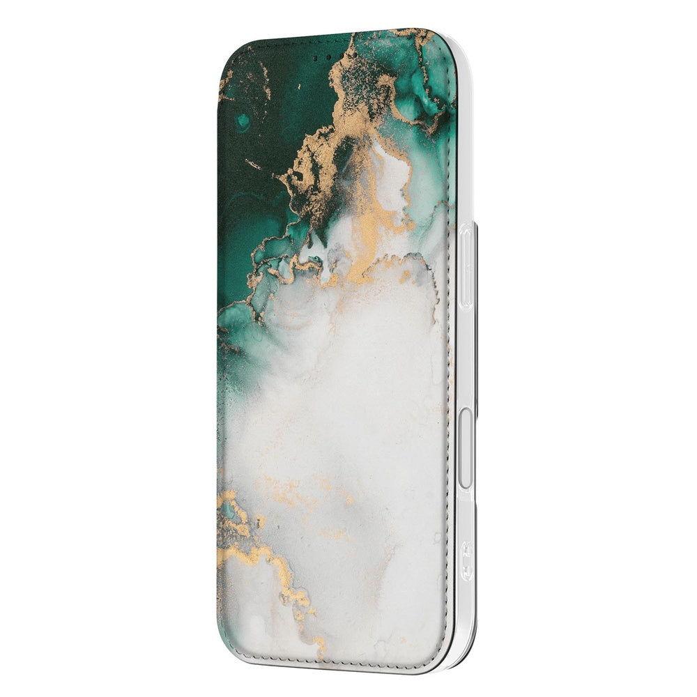Wallet Case Apple iPhone 17 Marmer Groen design aanzicht