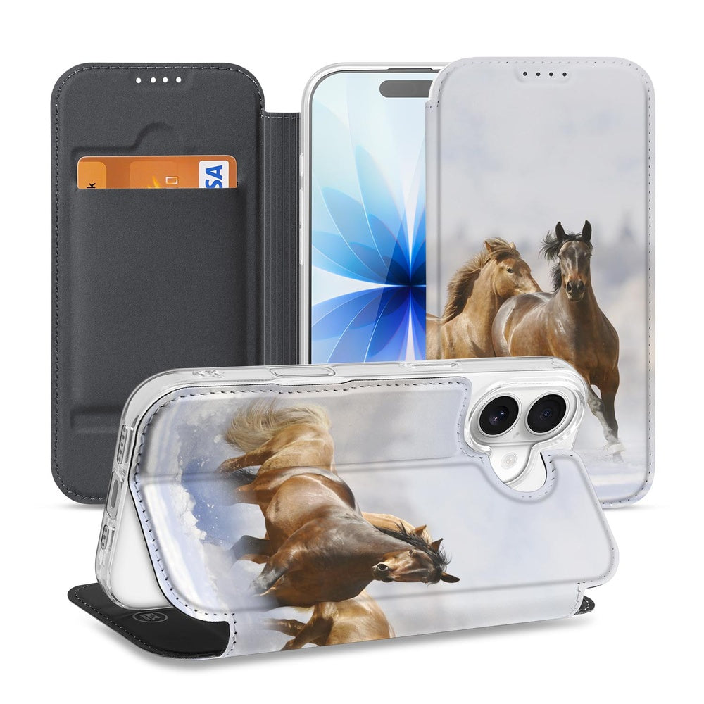 Telefoonhoesje met pashouder Apple iPhone 17 Paard design aanzicht