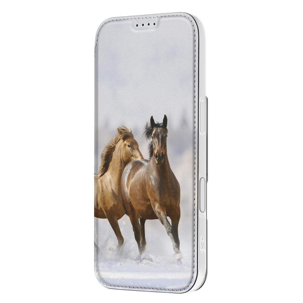 Telefoonhoesje met pashouder Apple iPhone 17 Paard paardendans book case zijaanzicht