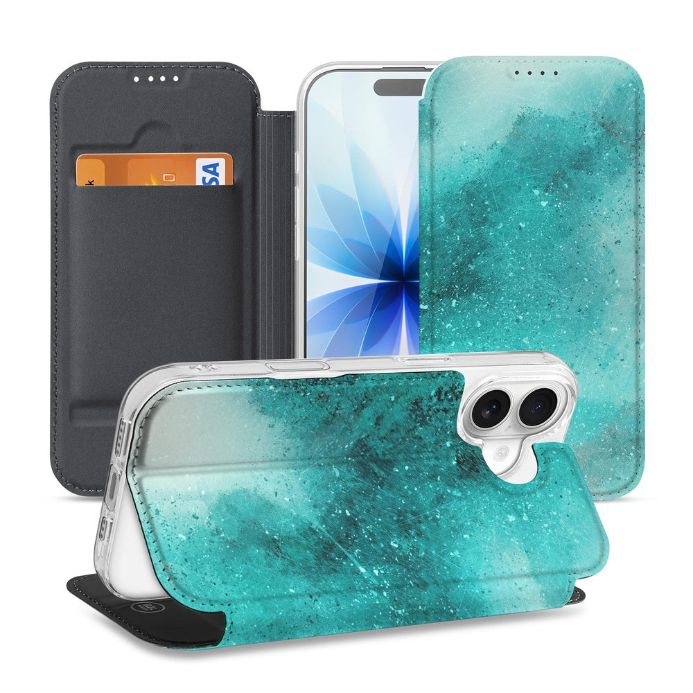 Telefoonhoesje met magneet Apple iPhone 17 Painting Blue boekcasete aanzicht