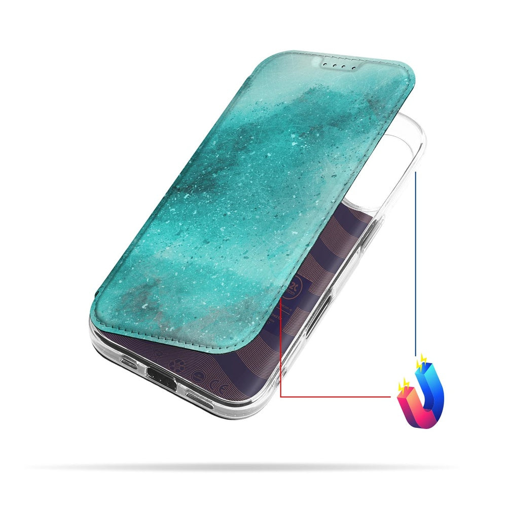 Telefoonhoesje met magneet Apple iPhone 17 Painting Blue boekcase aanzicht