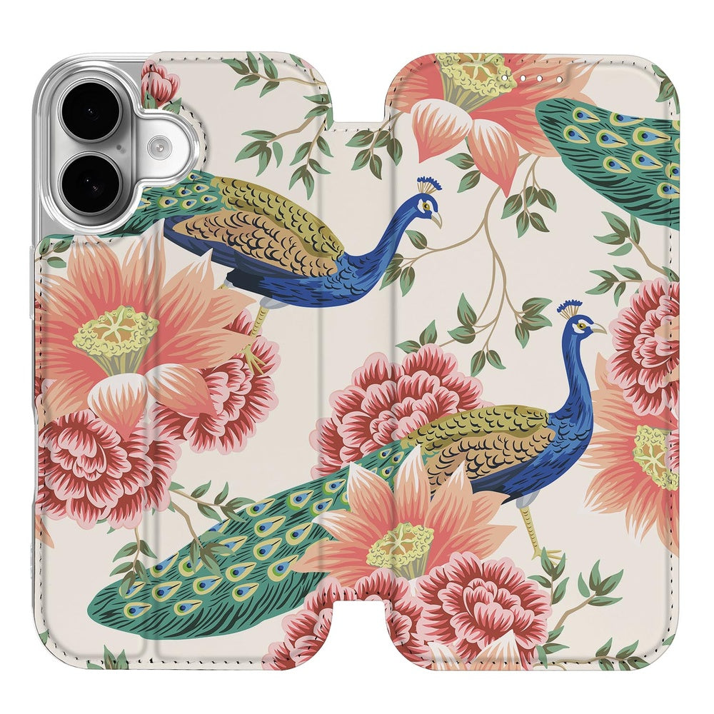 Bookcase Apple iPhone 17 Pink Peacock design hoesje voorkant