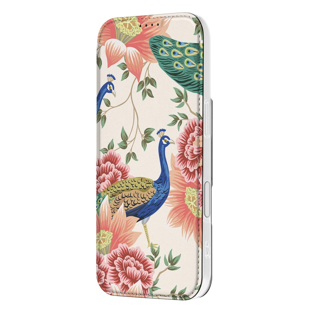 Bookcase Apple iPhone 17 Pink Peacock design hoesje aanzicht