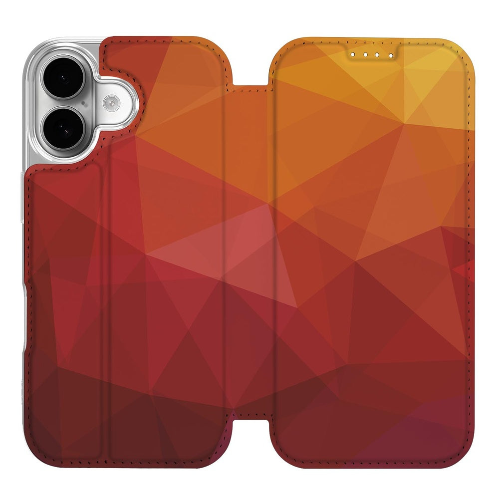 Book Case Apple iPhone 17 Polygon Red design telefoonhoesje vooraanzicht
