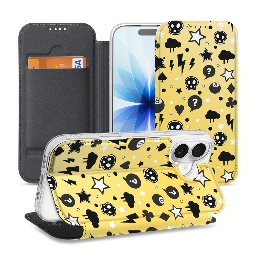 Book Cover Apple iPhone 17 Punk Yellow bookcase hoesje voorzijde binnenzijde