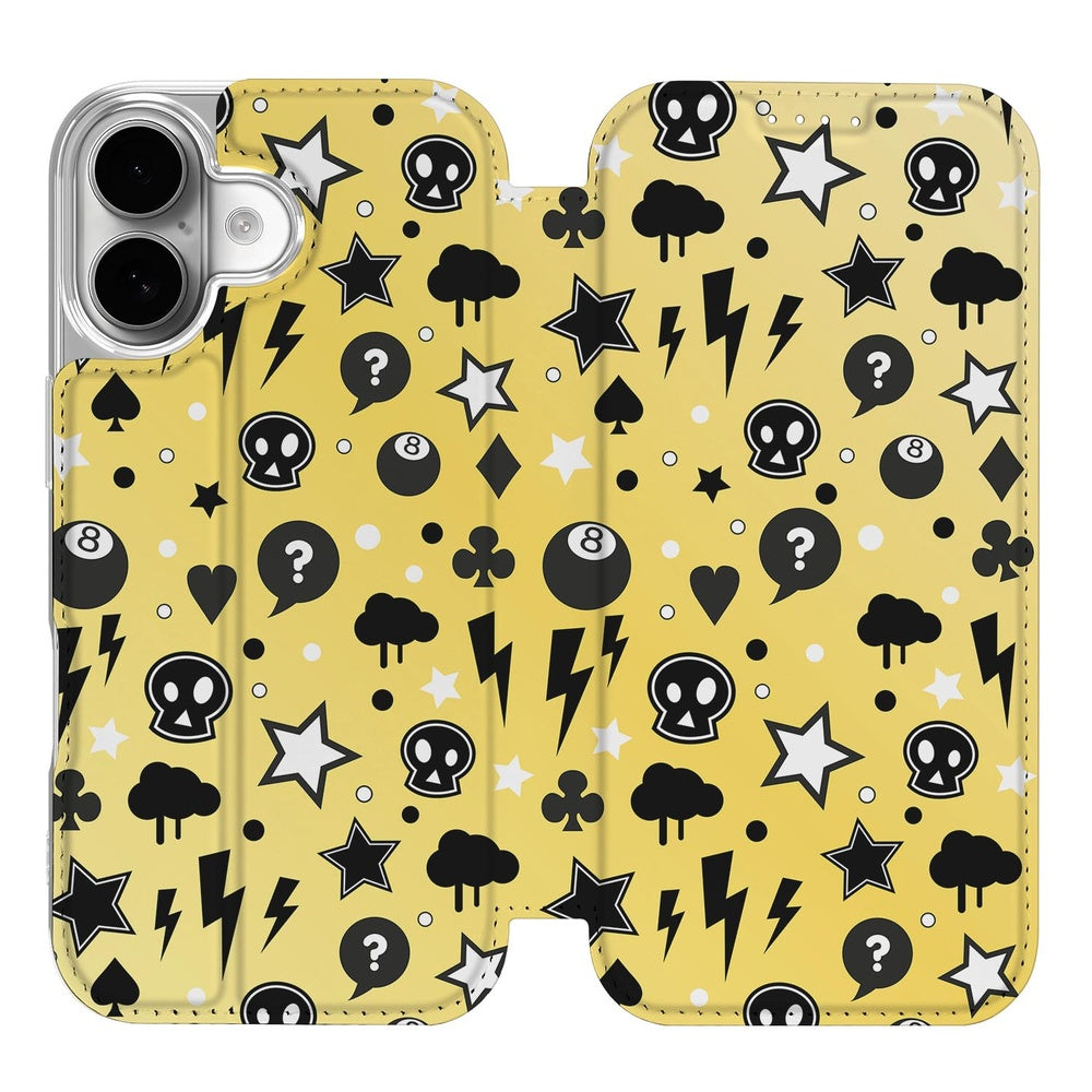 Book Cover Apple iPhone 17 Punk Yellow design boekhoes voorkant