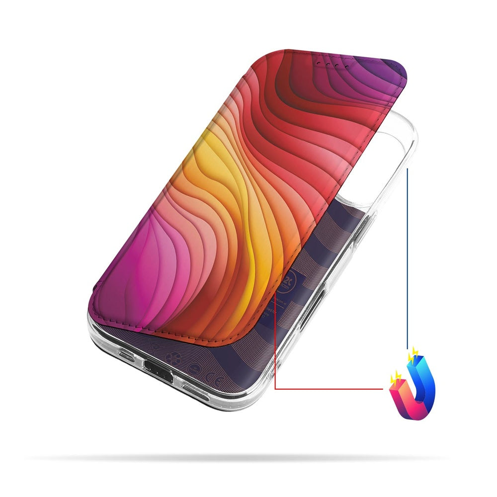 Bookcase Apple iPhone 17 Regenboog hoesje PU-leer aanzicht