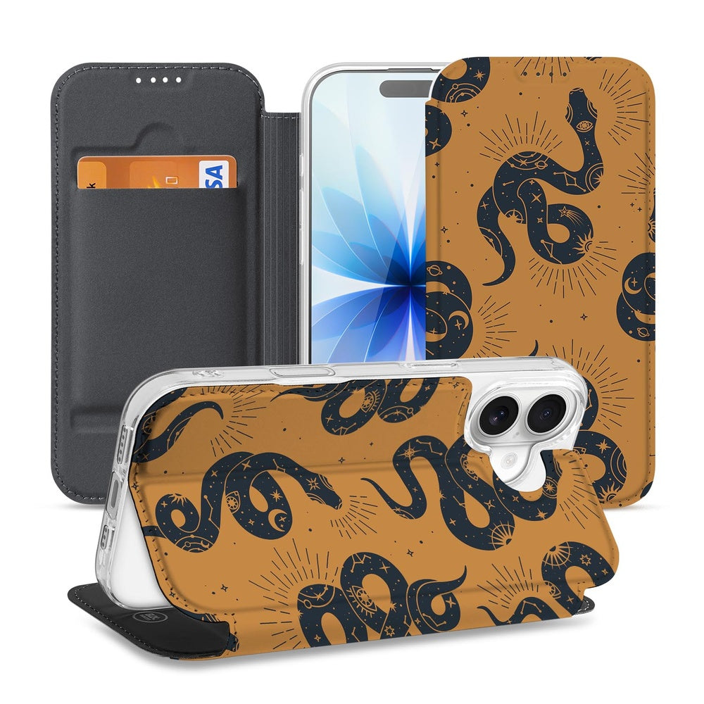 Book Wallet Case Apple iPhone 17 Snakes design slangen voorkant achterkant
