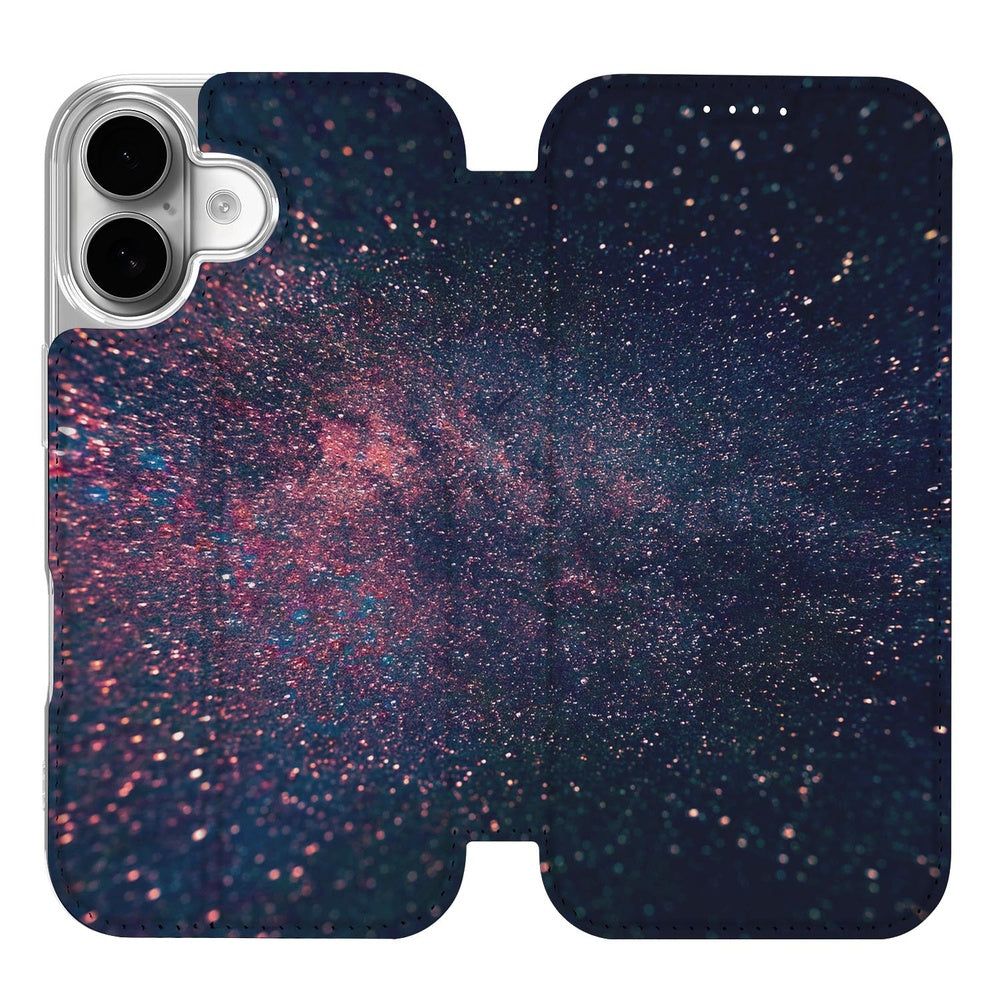 Flip Style Cover Apple iPhone 17 Stars sterrenmotief inktzwart ontwerp gesloten aanzicht