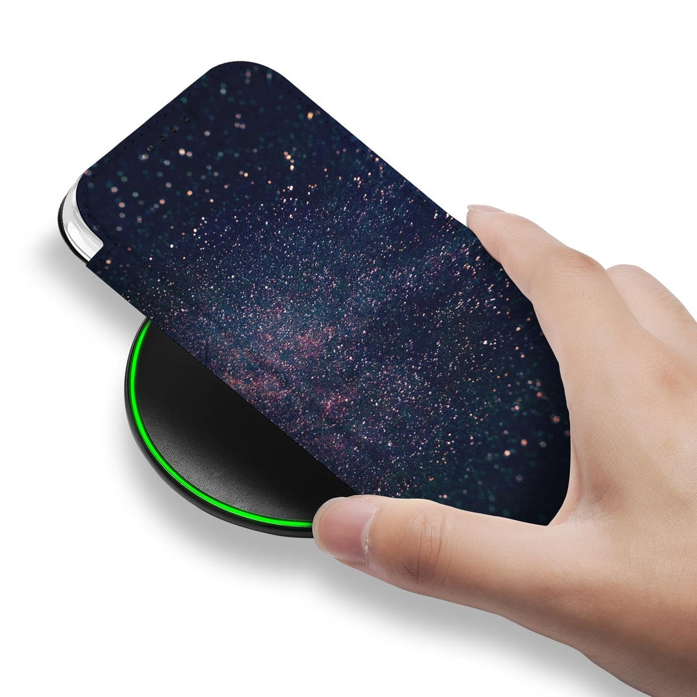 Flip Style Cover Apple iPhone 17 Stars sterrenmotief inktzwart hand wireless oplader