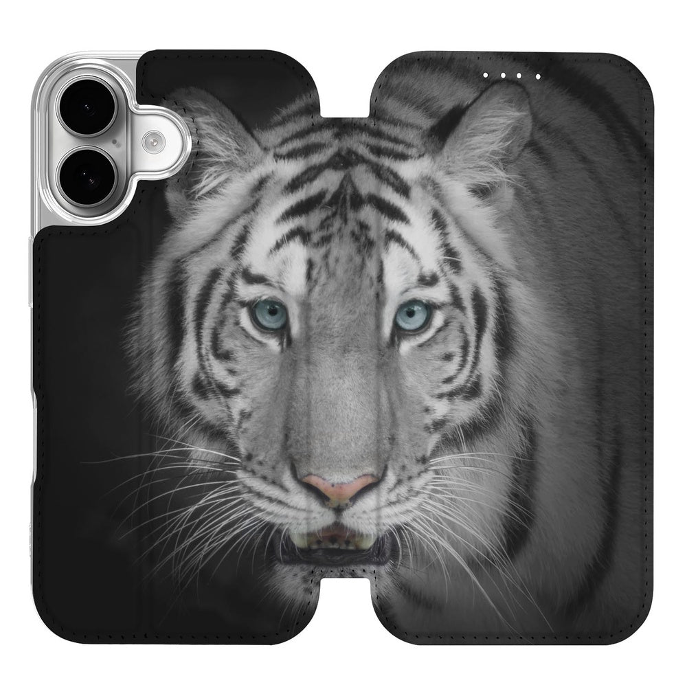 Stand Case Hoesje Apple iPhone 17 Tijger witte tijger print aanzicht